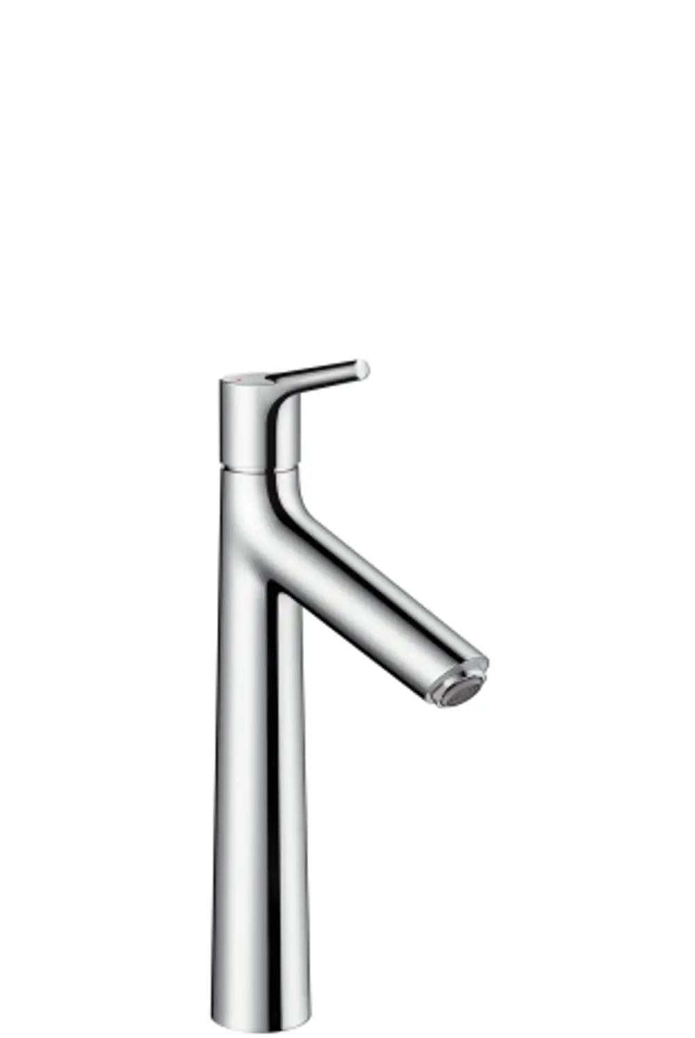 Einhebel-Waschtischmischer aus Edelstahl von Hansgrohe mit schmalem Auslauf und Zugstangen-Ablaufgarnitur, in glänzendem Chrom-Finish.